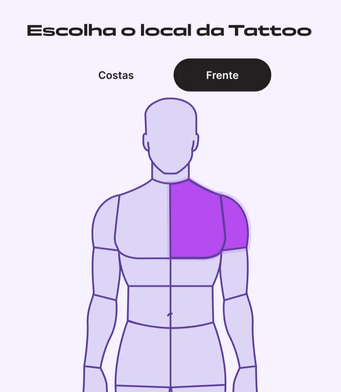 Escolha do local da tatuagem no corpo pelo app Tatua