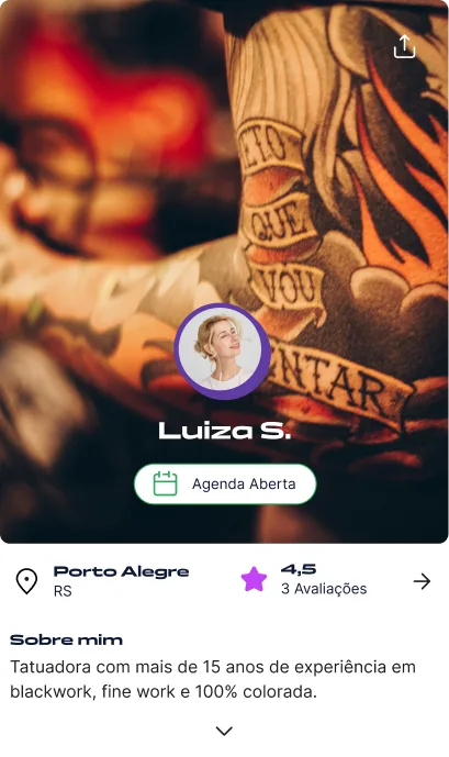 Perfil de tatuador no app Tatua